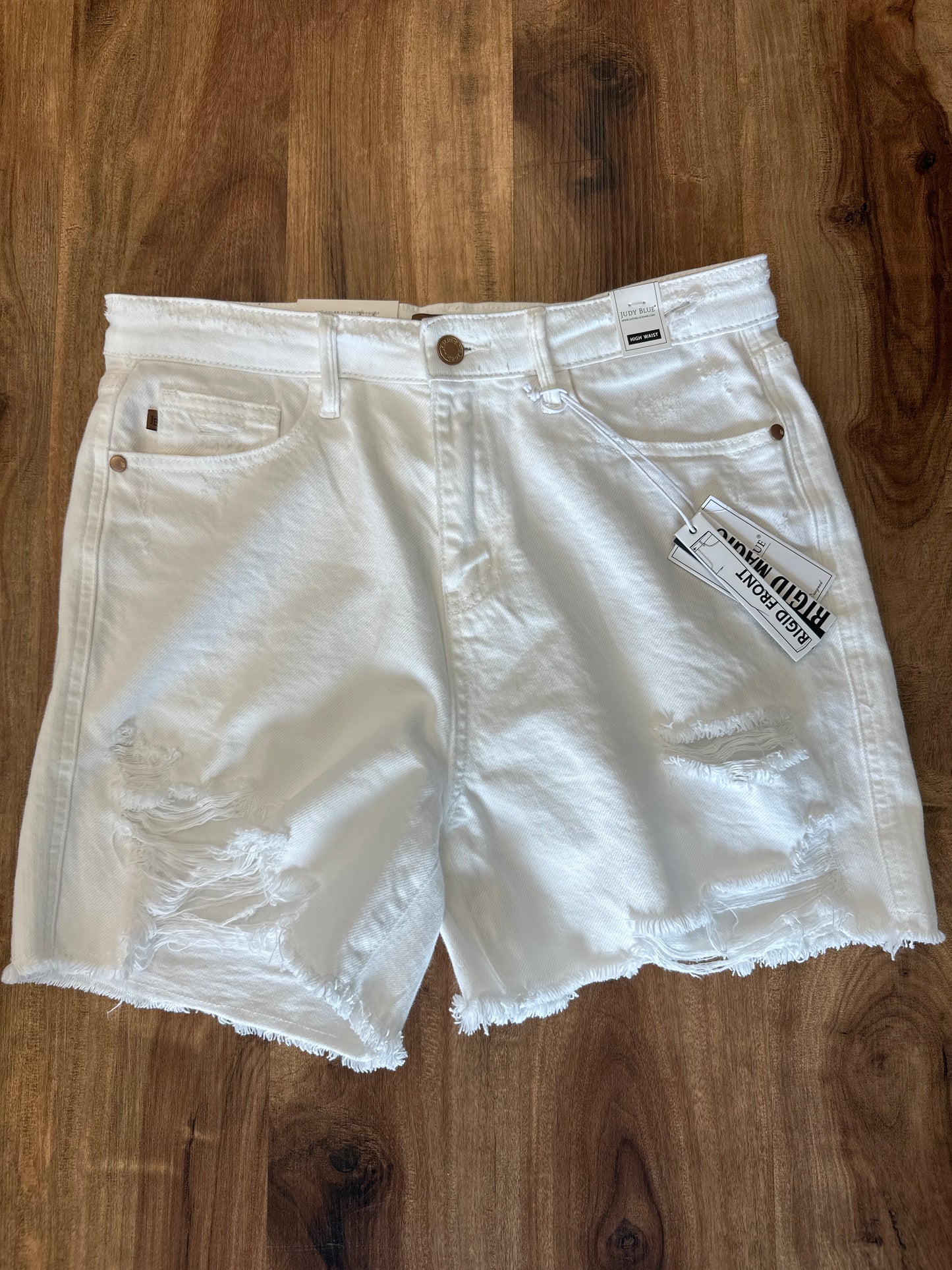 White Distressed Judy Blue Shorts