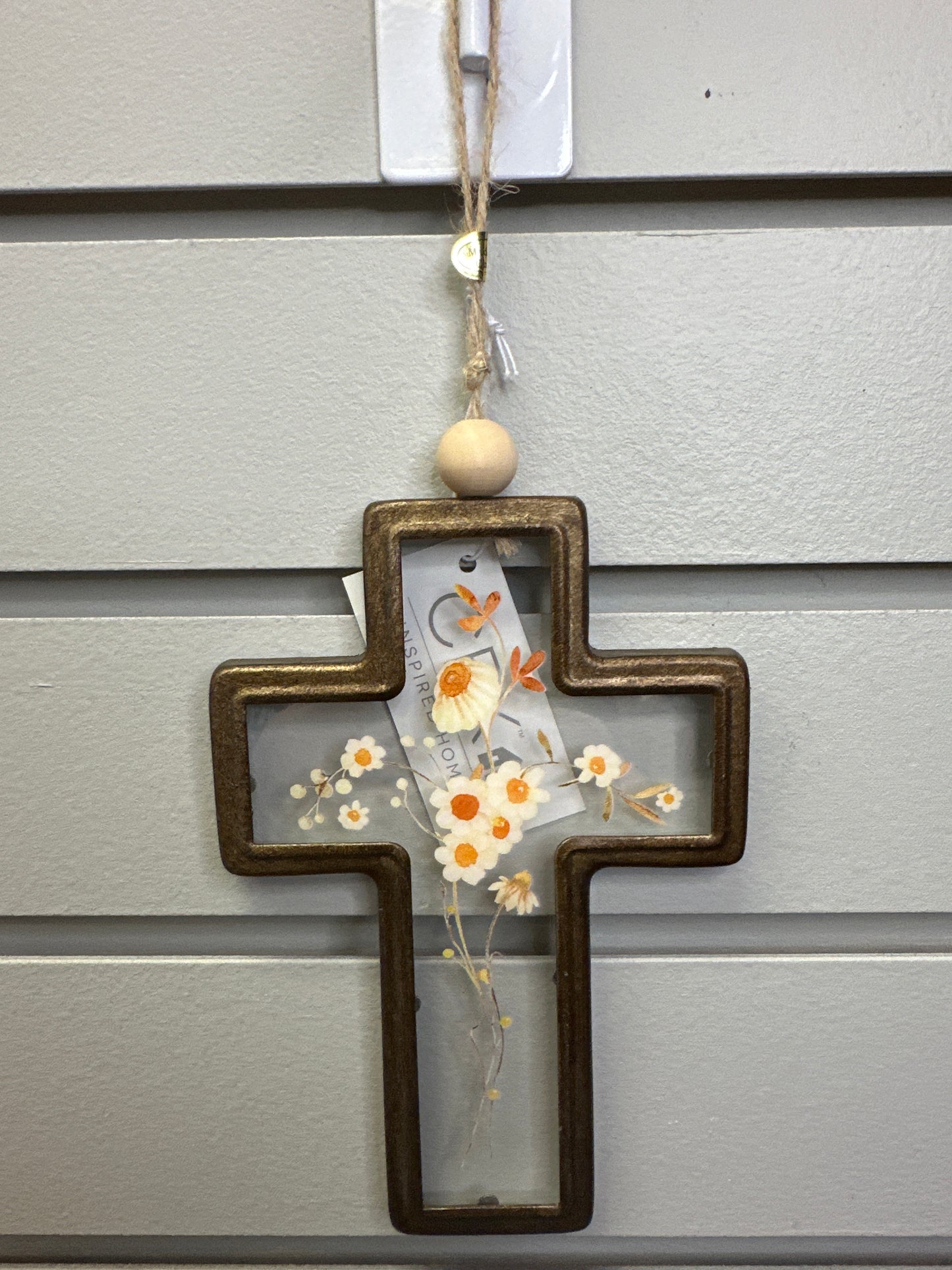 Faux Pressed Flower Cross
