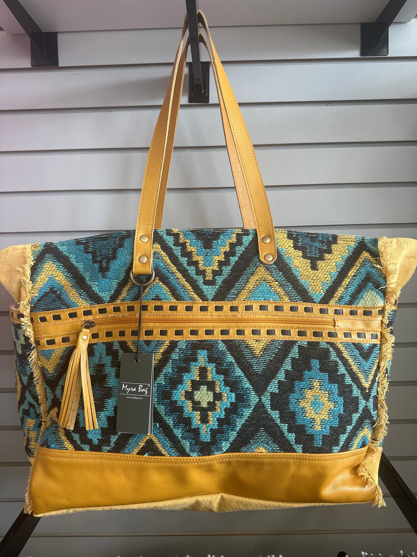Myra Mustard Teal Weekender