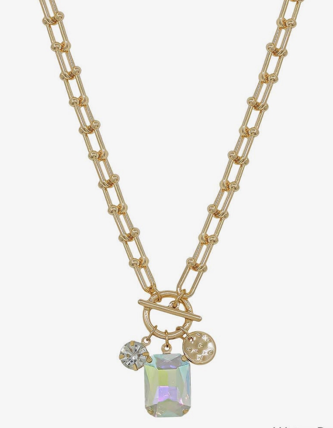 Water Resistant Gold Chunky Chain Crystal Charm