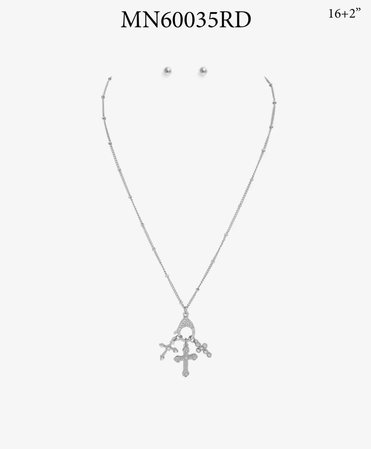 Rhinestone Toggle 3 Cross Necklace