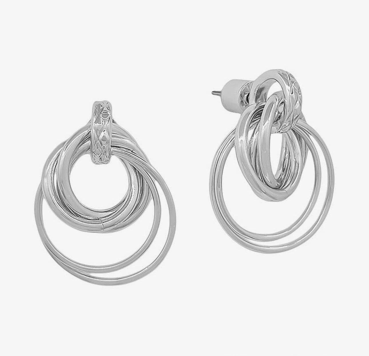Water Resistant Silver Circle Earrings