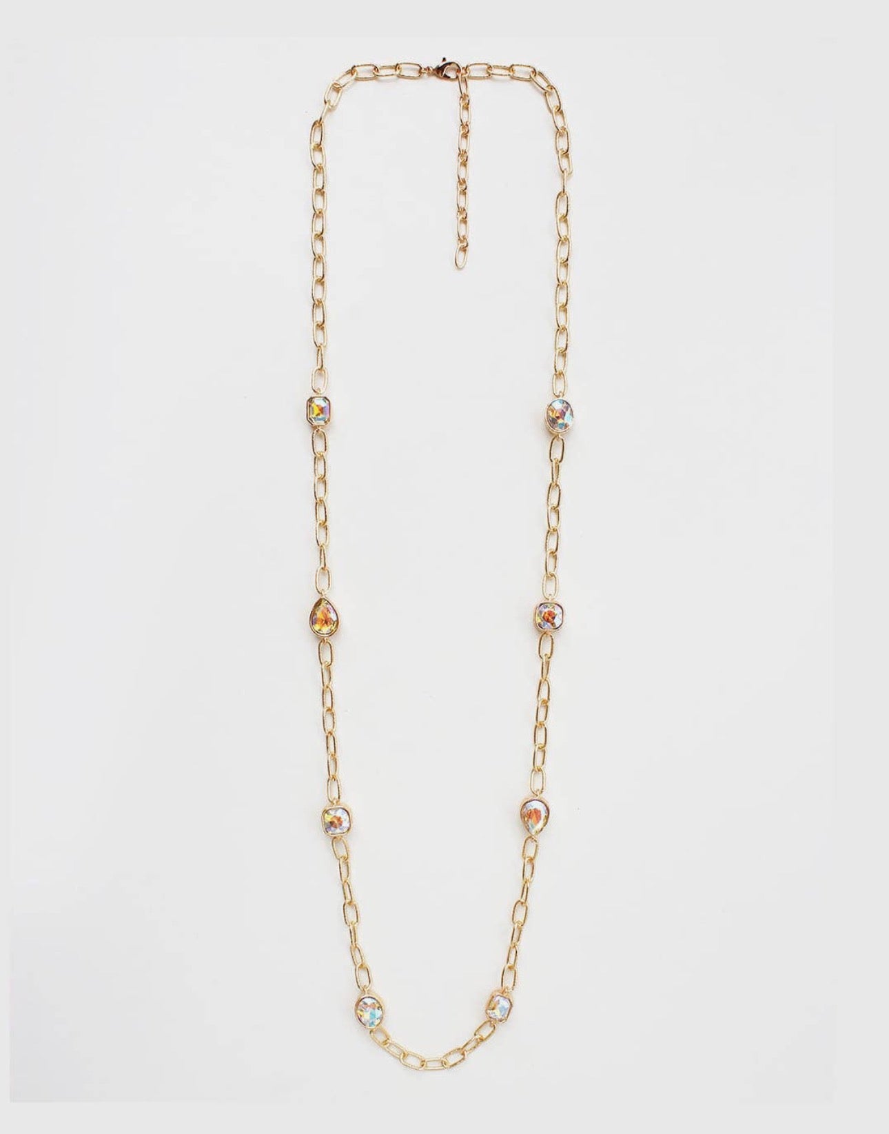 Gold Chain Crystal 32” Necklace