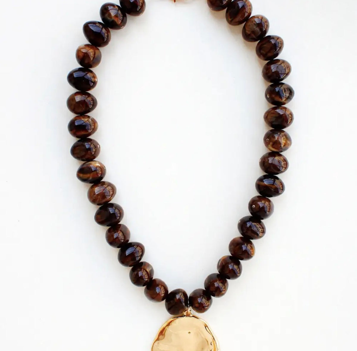 Brown and Gold Large Beaded Necklace