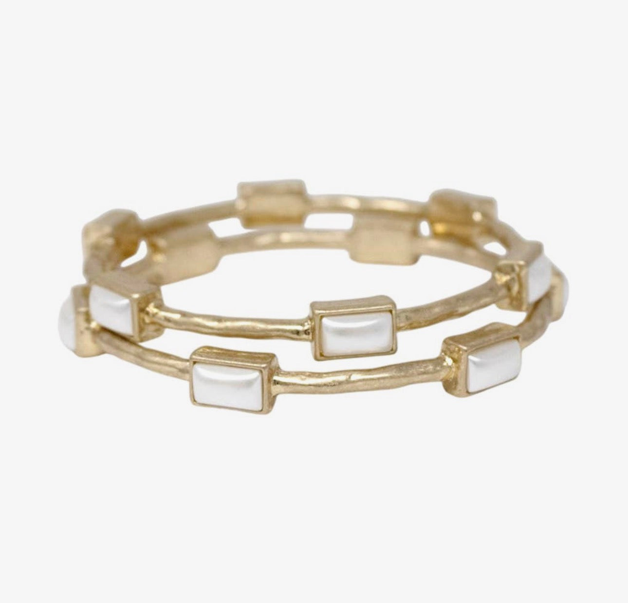 Good and Pearl Rectangle Bangle Bracelets