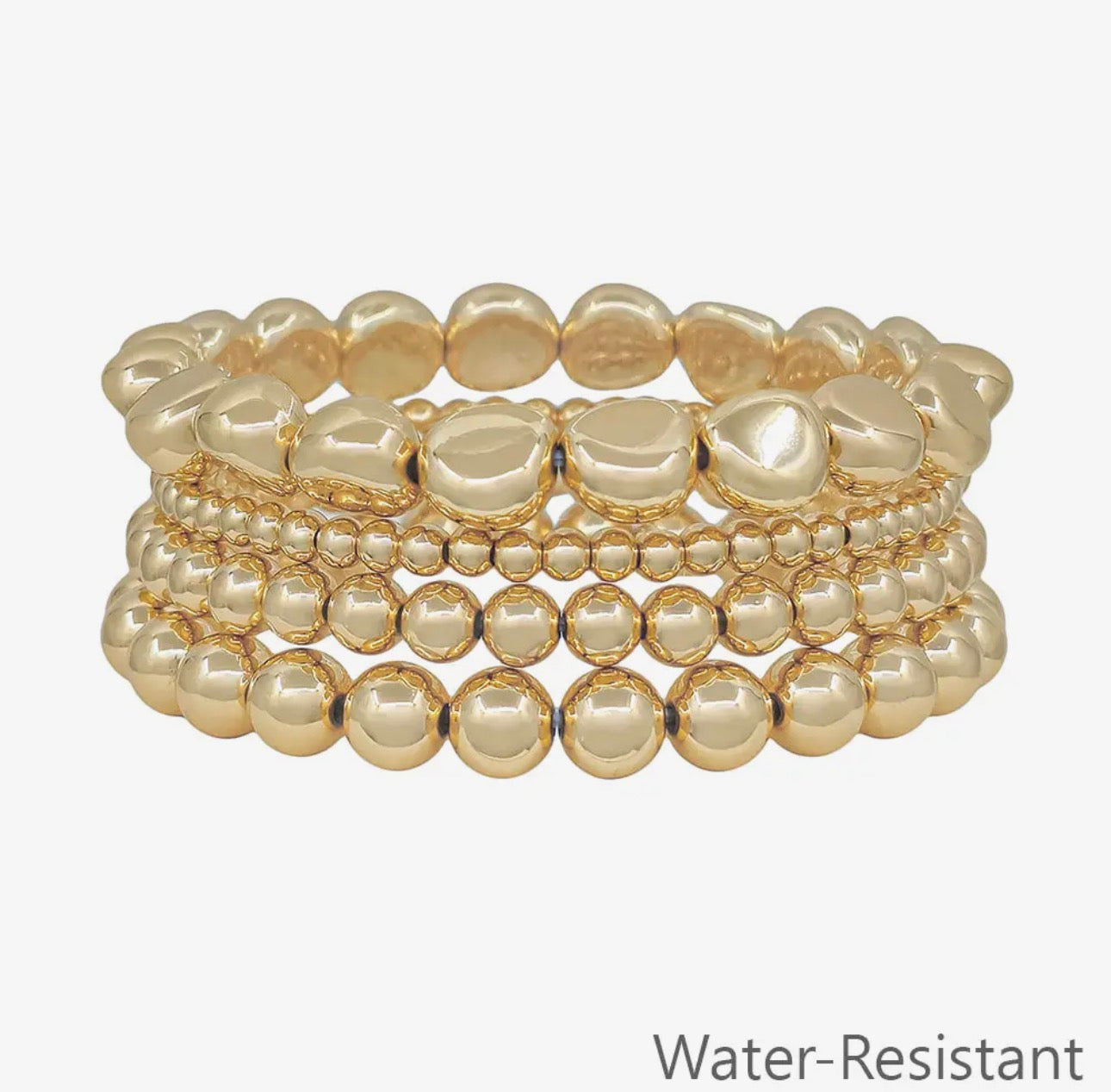 Set of 4 Gold Bead Bracelets