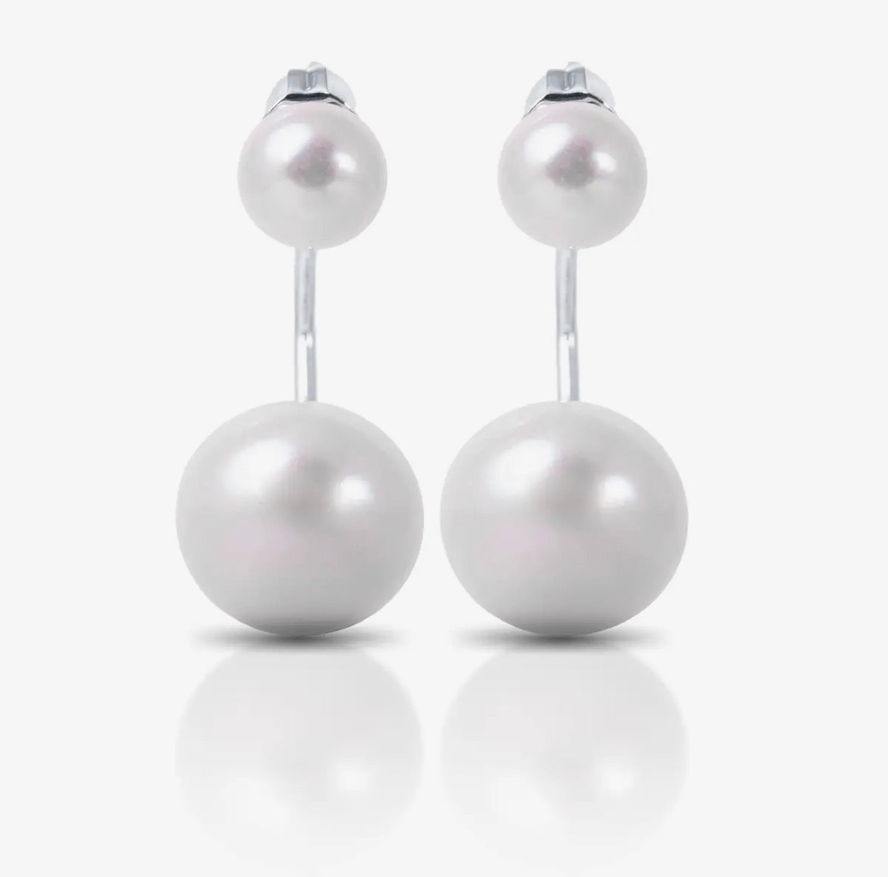 Silver White Pearl Drop Earrings