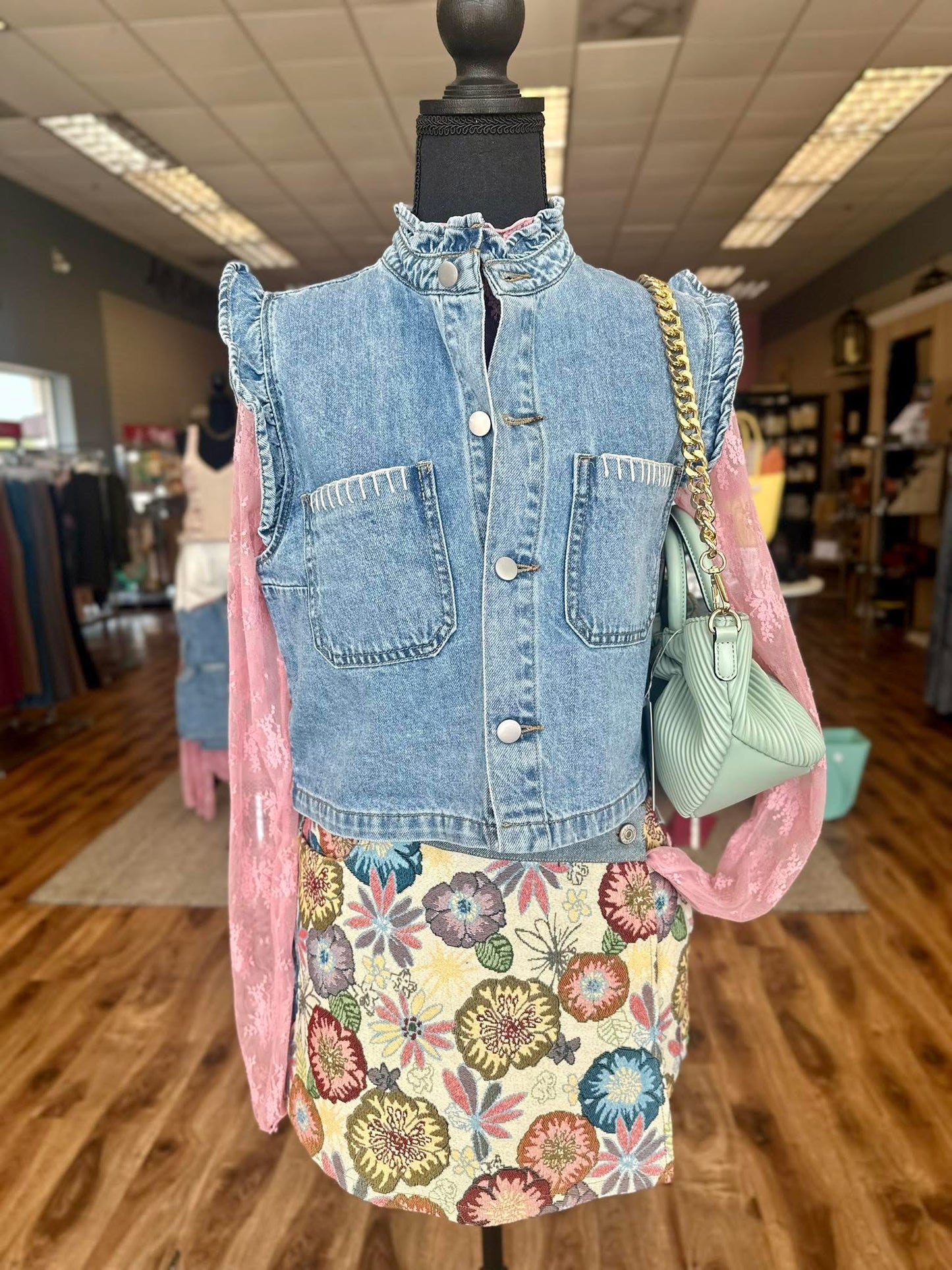 Floral and Denim Skort