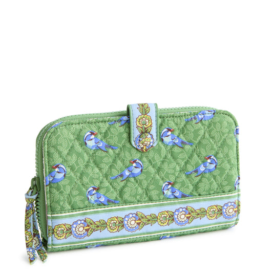 Large Tab Wallet-Green Birds