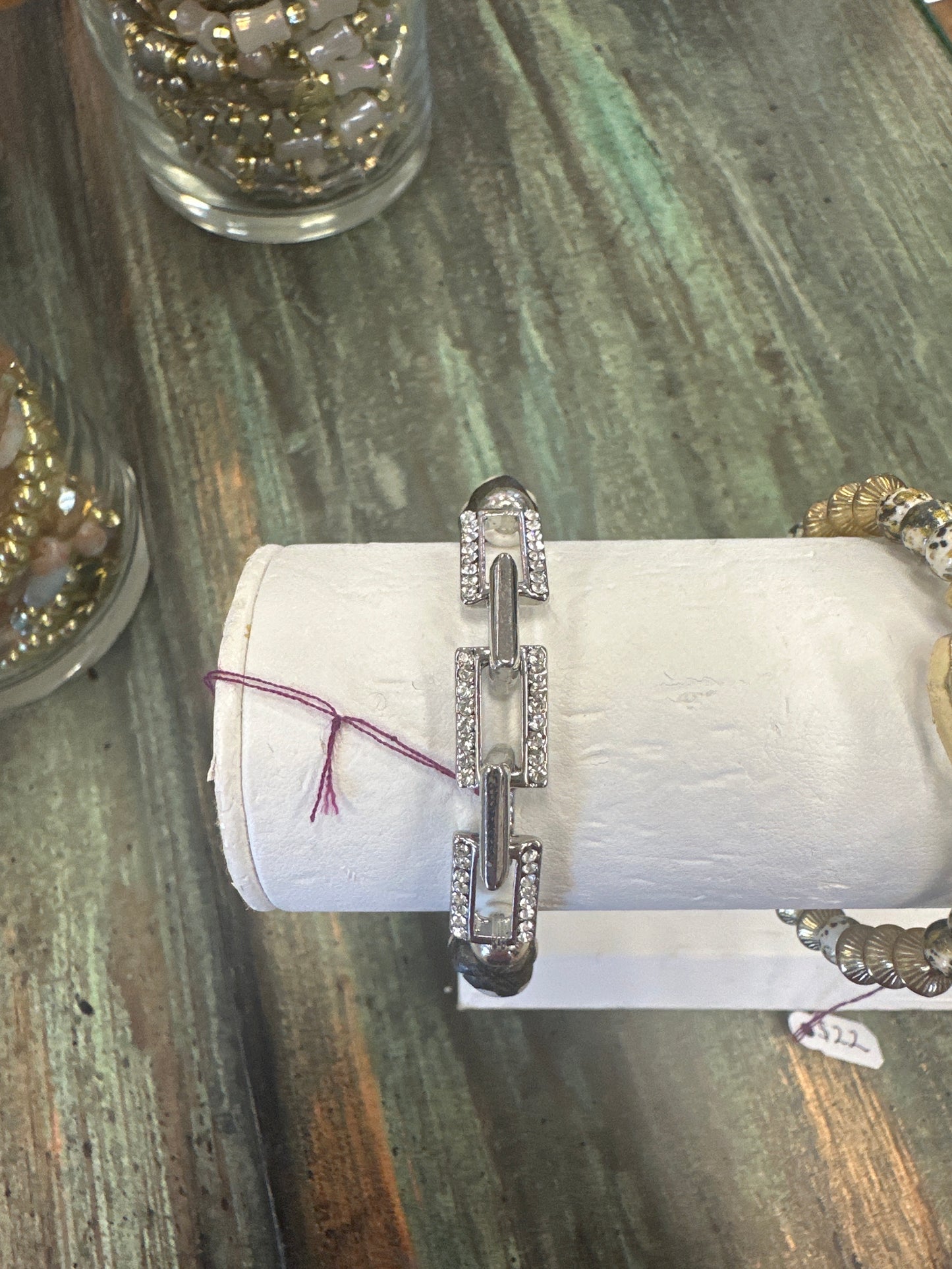 Erimish Silver Link White Black Bracelet