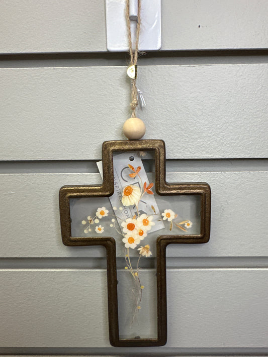 Faux Pressed Flower Cross