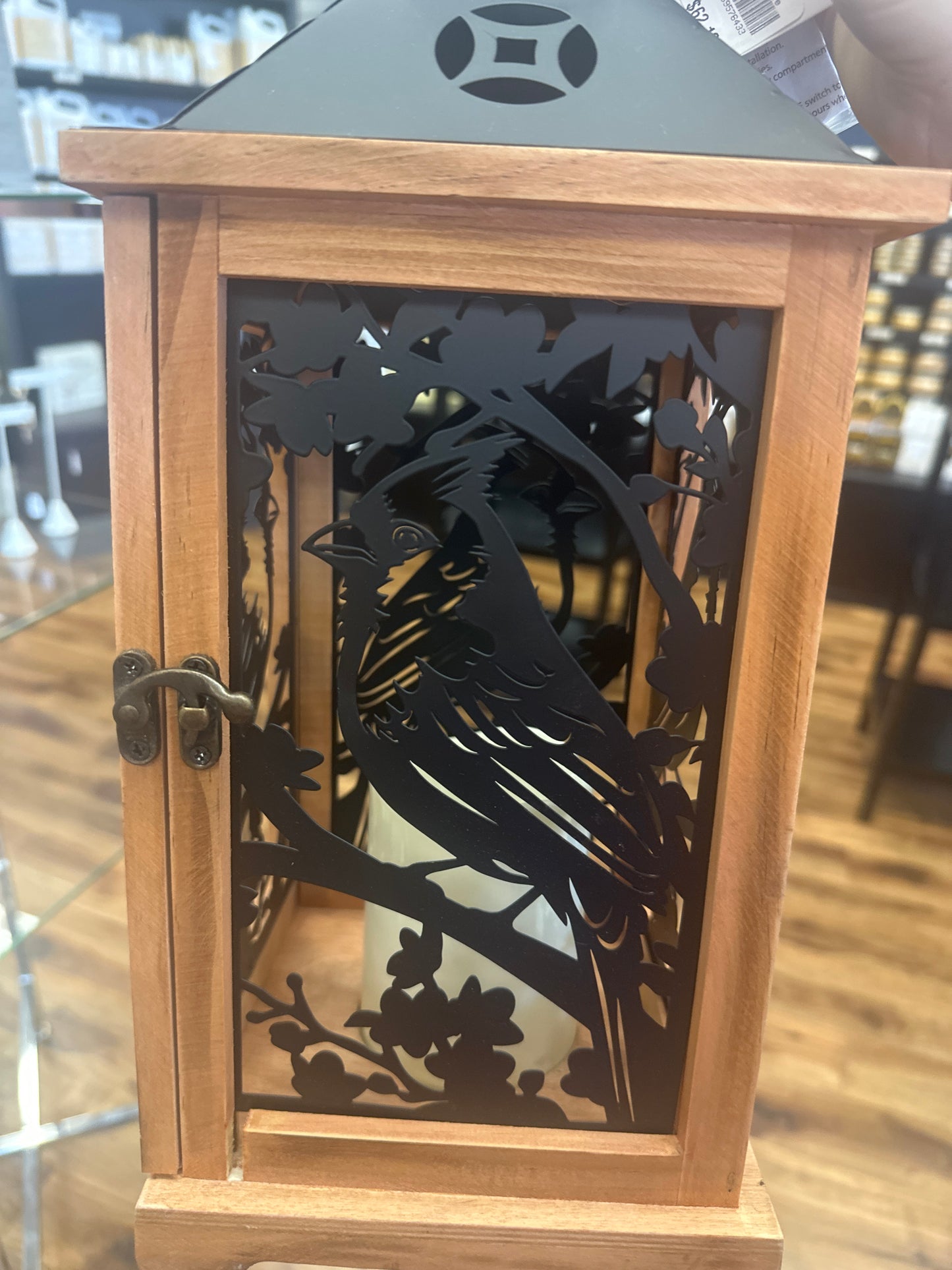 Wood/Metal LED Lantern Cardinal