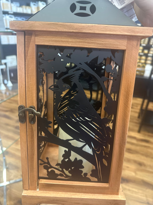 Wood/Metal LED Lantern Cardinal