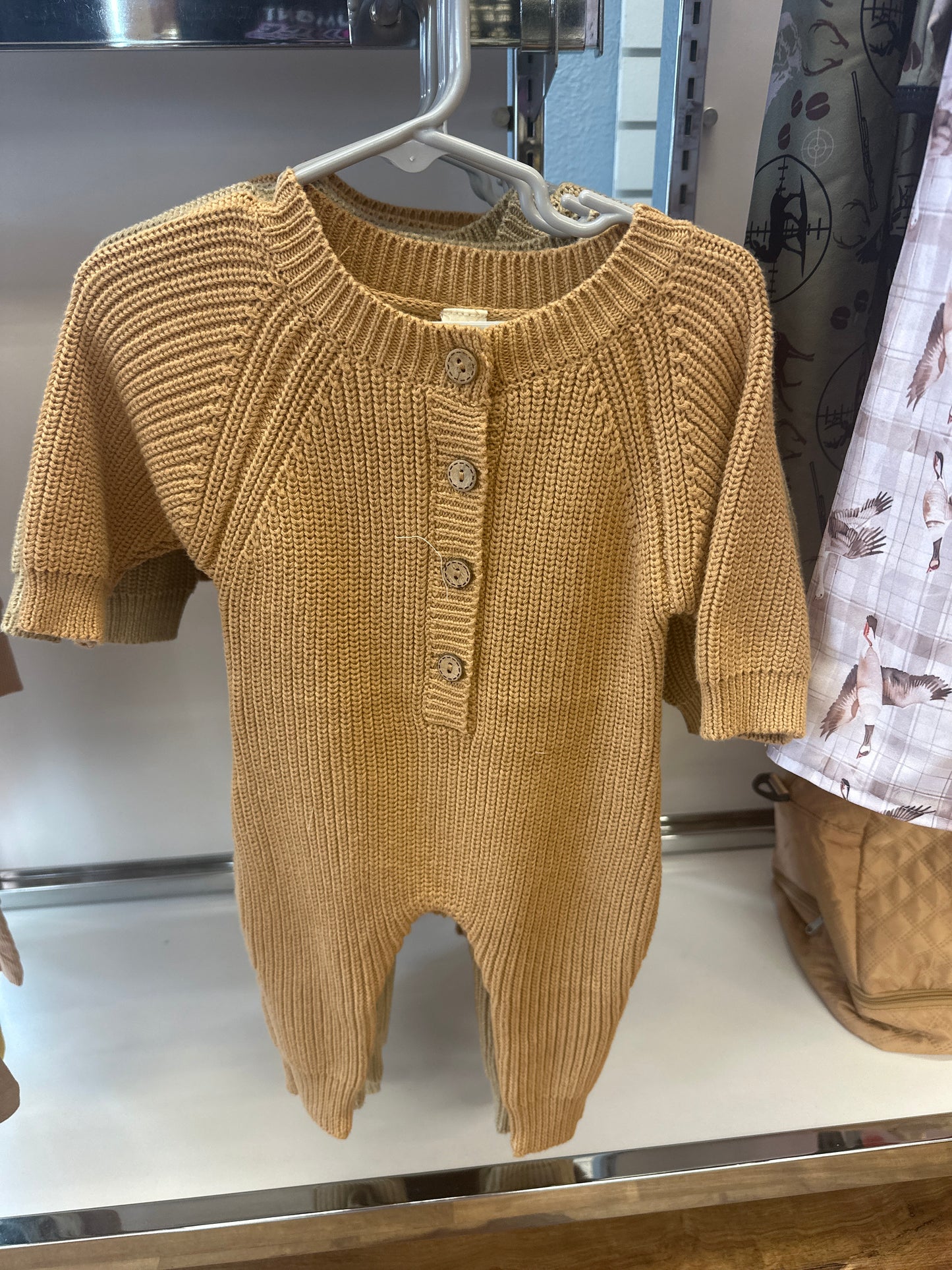 Brown Knitted Zipper Romper