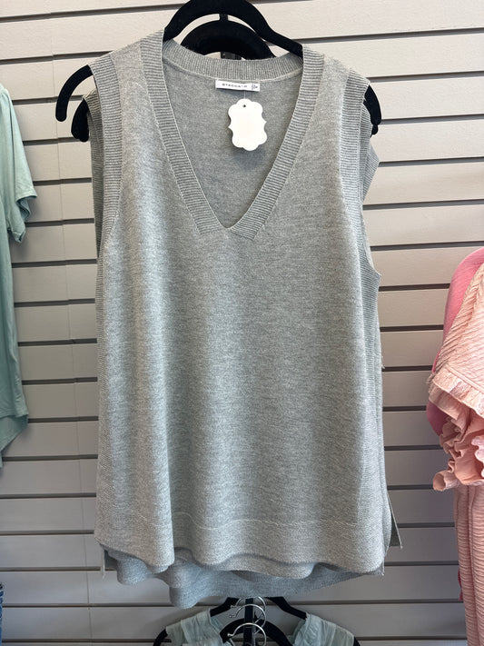 Gray Knit V Neck