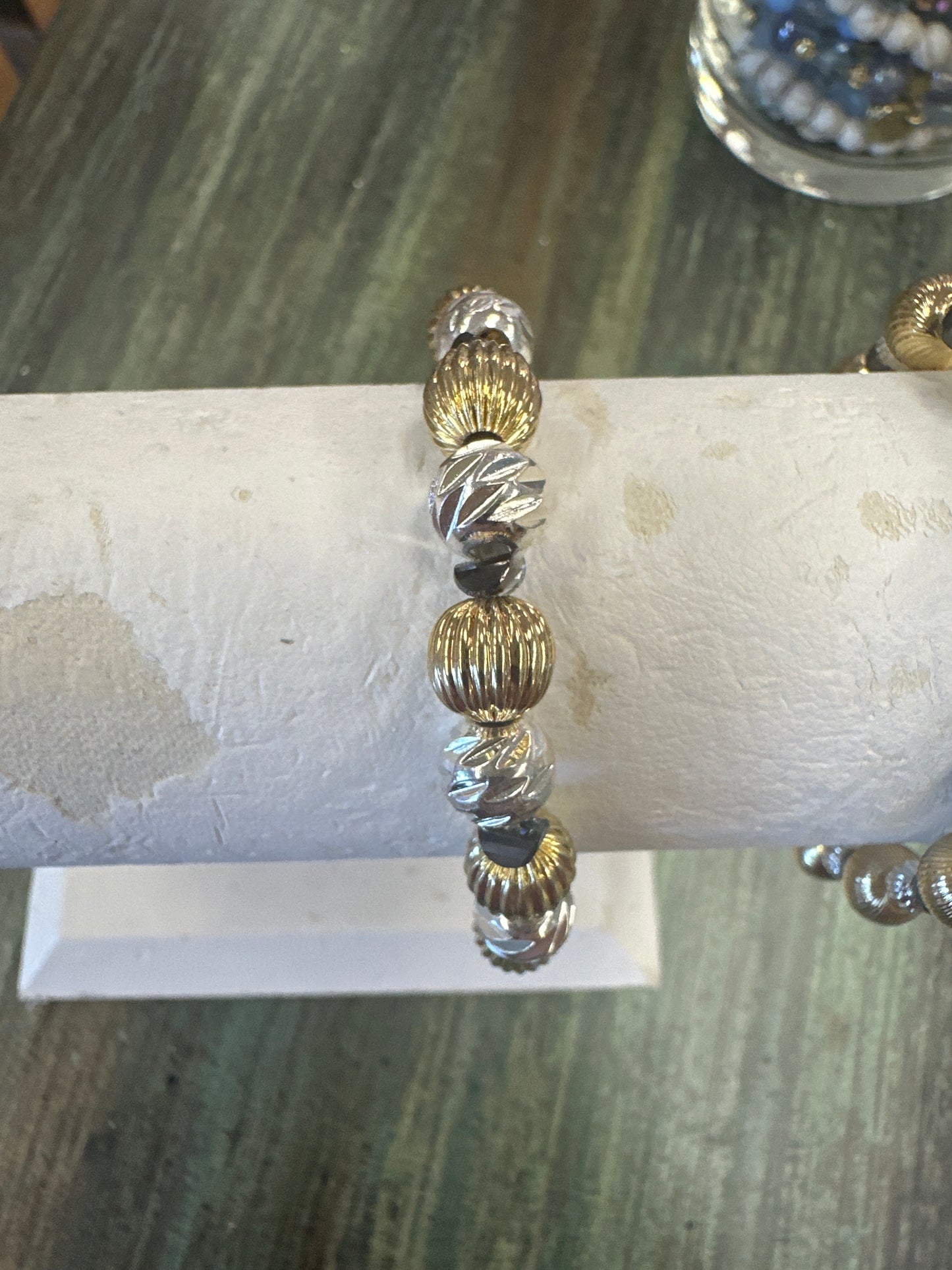 Erimish Gold Lrg Silver Pewter Bracelet