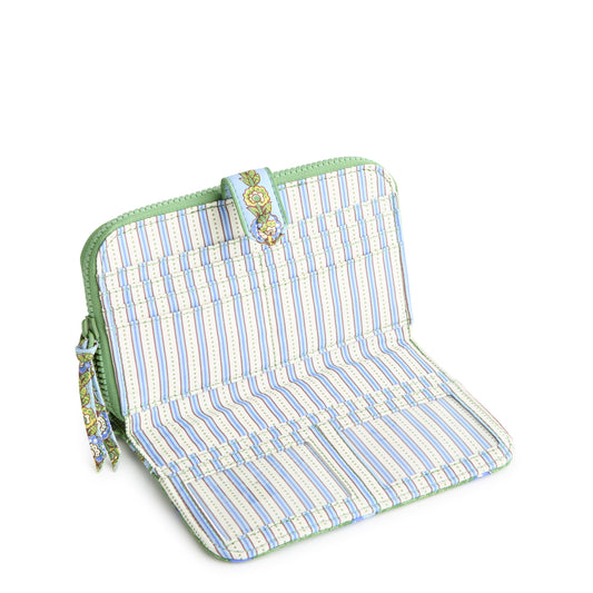 Large Tab Wallet-Green Birds