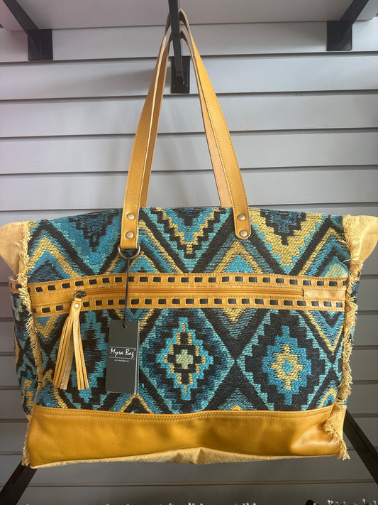 Myra Mustard Teal Weekender
