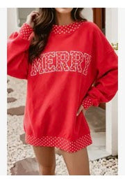 Merry Polka Dot Mock Neck Sweatshirt