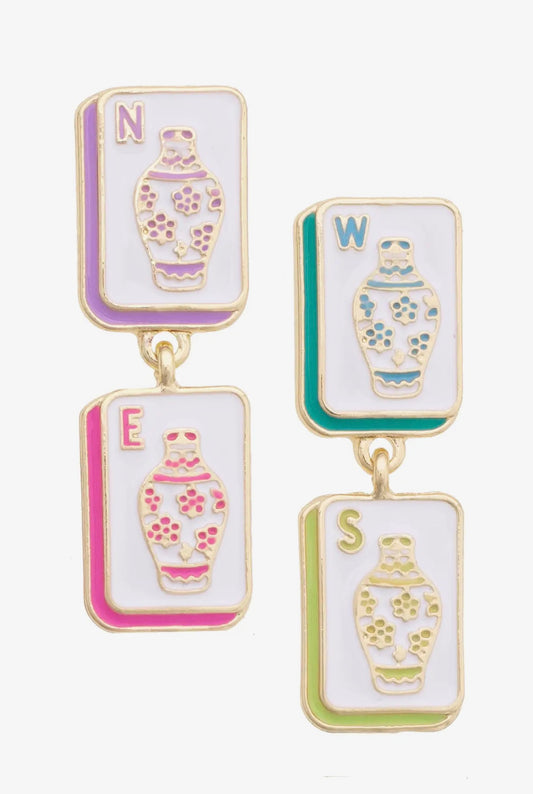 Four Winds Mahjong Earrings