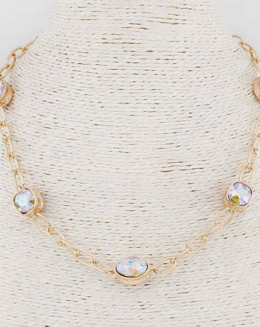 Gold Crystal 16”-18” Necklace