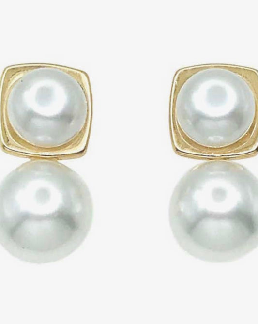 Pearl and Gold Drop Earrings