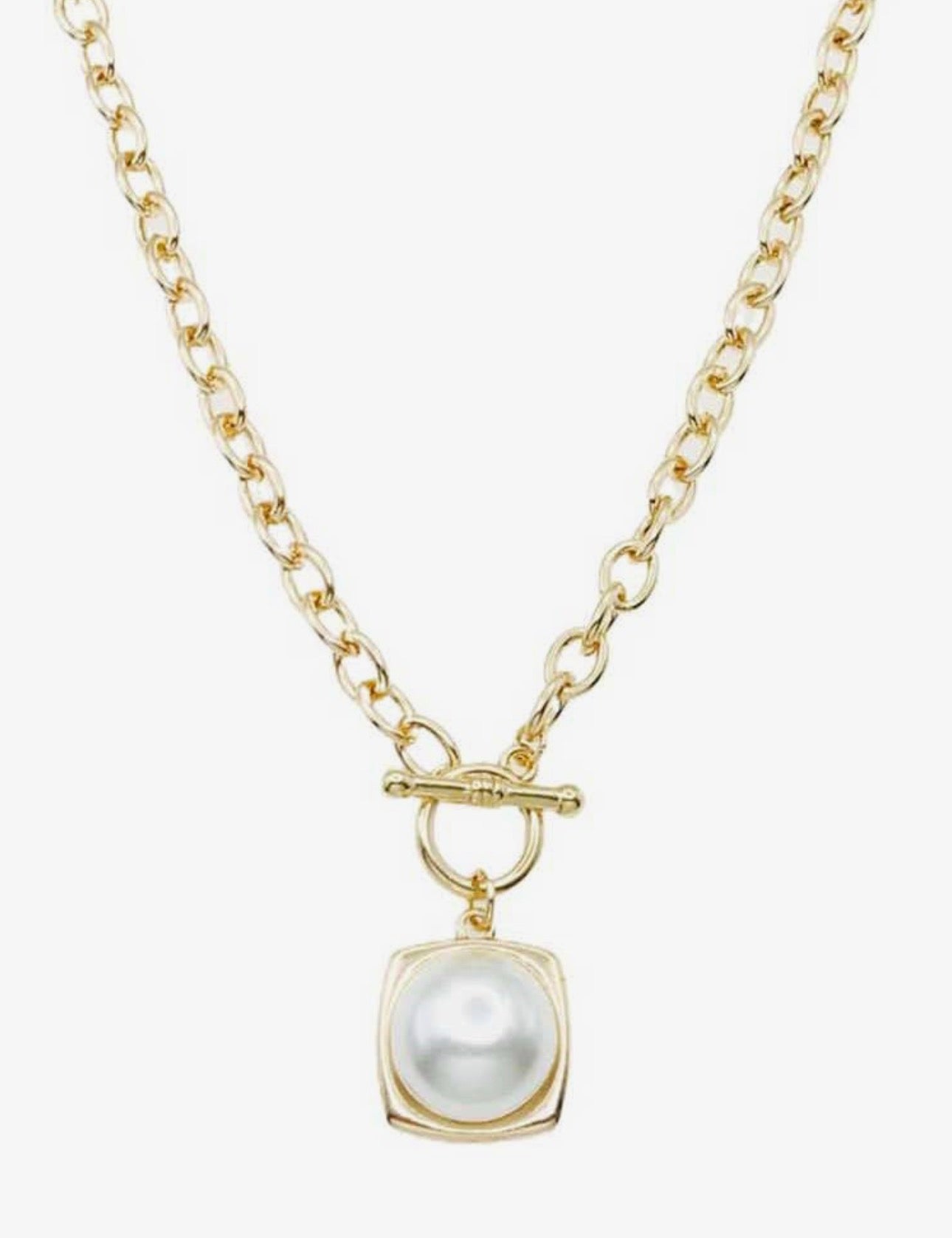 Gold Pearl Toggle Chain