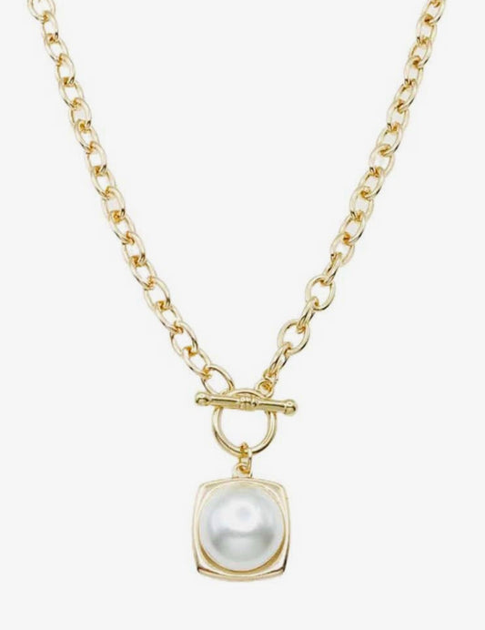Gold Pearl Toggle Chain