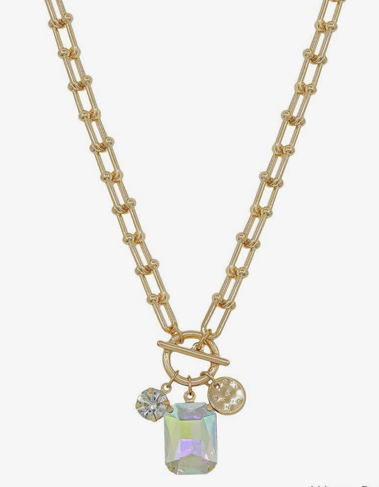 Water Resistant Gold Chunky Chain Crystal Charm