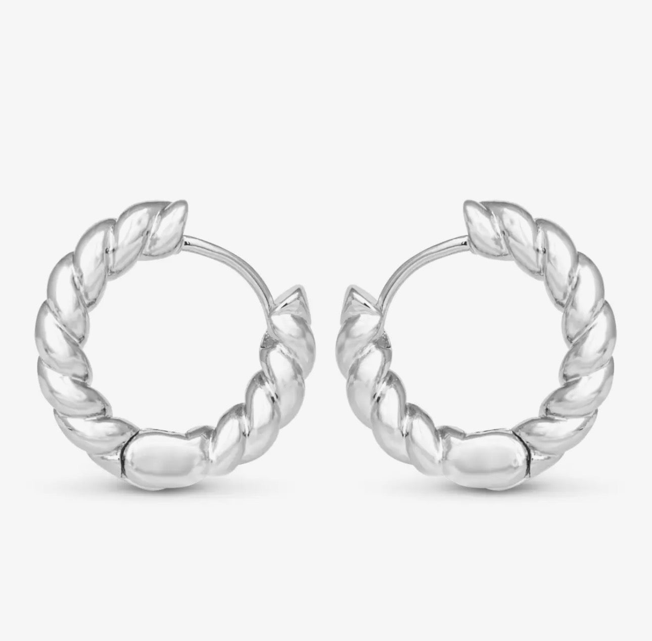 Silver Clara Mini Rope Hoop Earrings