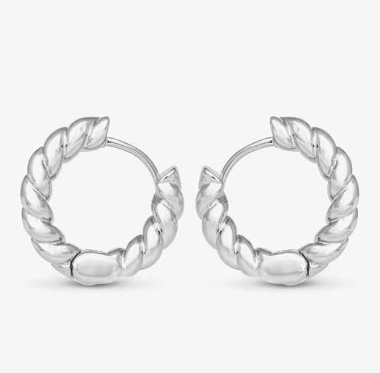 Silver Clara Mini Rope Hoop Earrings