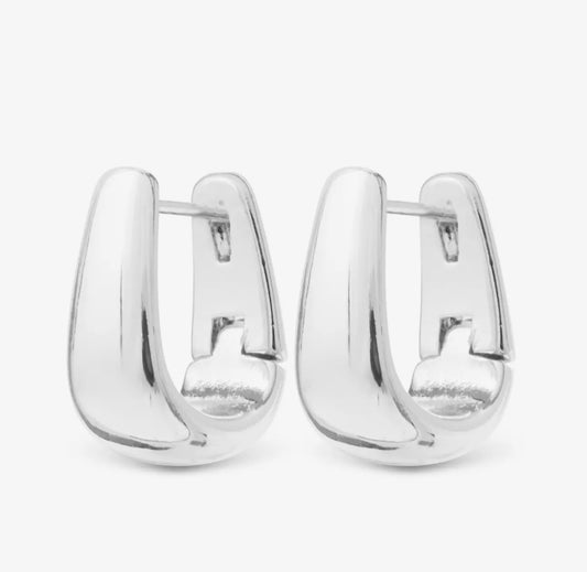 Gold/Silver Edna Polished Elongated Huggie Earrings