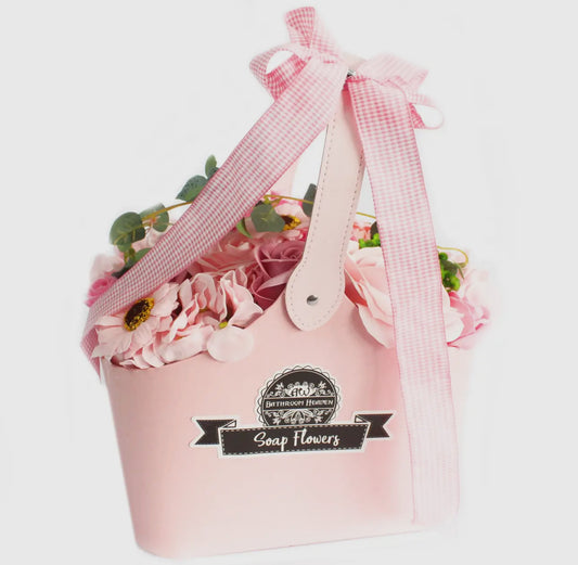 Soap Flower Arrangement-Faux Leather Handle Large