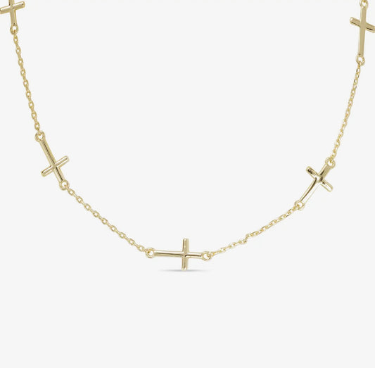 Gold Station Cross Necklace