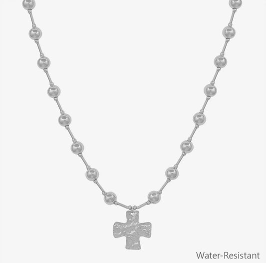 Hammered Silver Cross Necklace