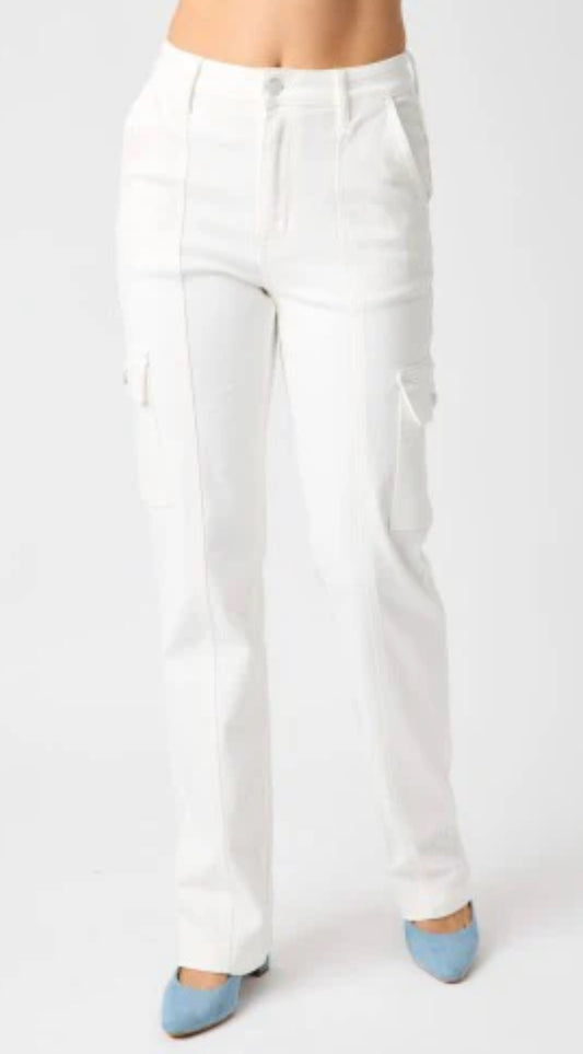 Judy Blue White Cargo Jeans