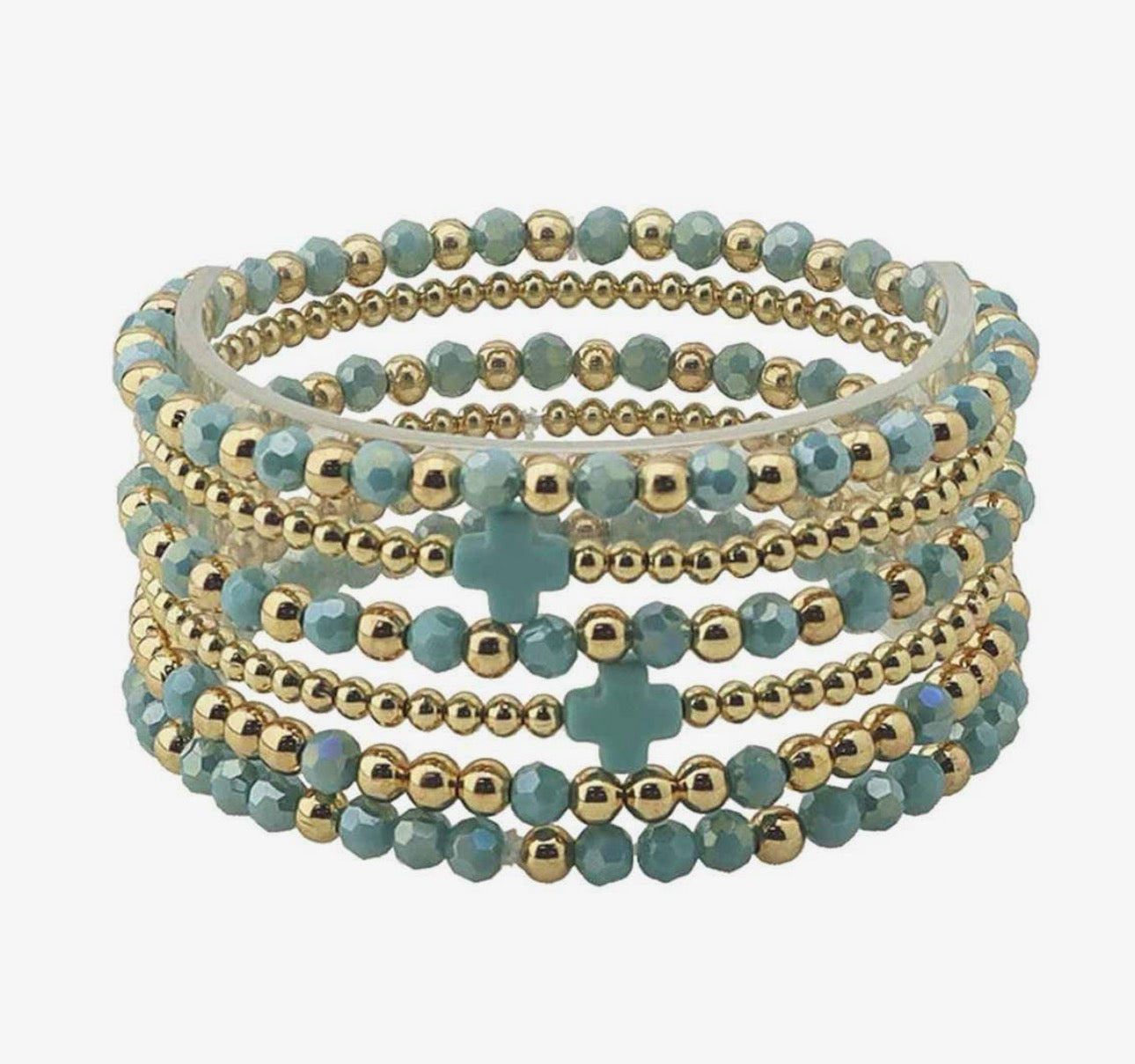 Teal Cross Bracelet Set