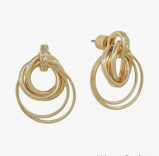 Gold Water Resistant Circle Earrings