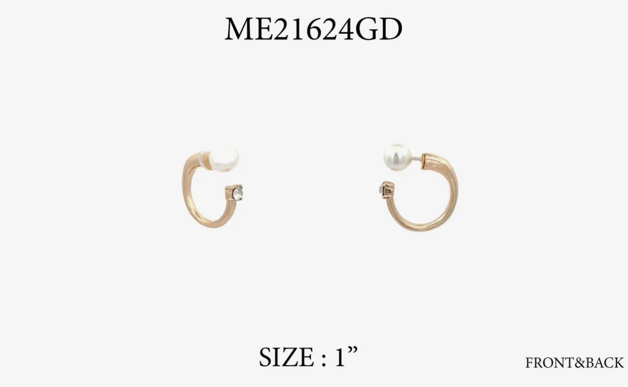 Pearl and Crystal Gold Hoop Earrings