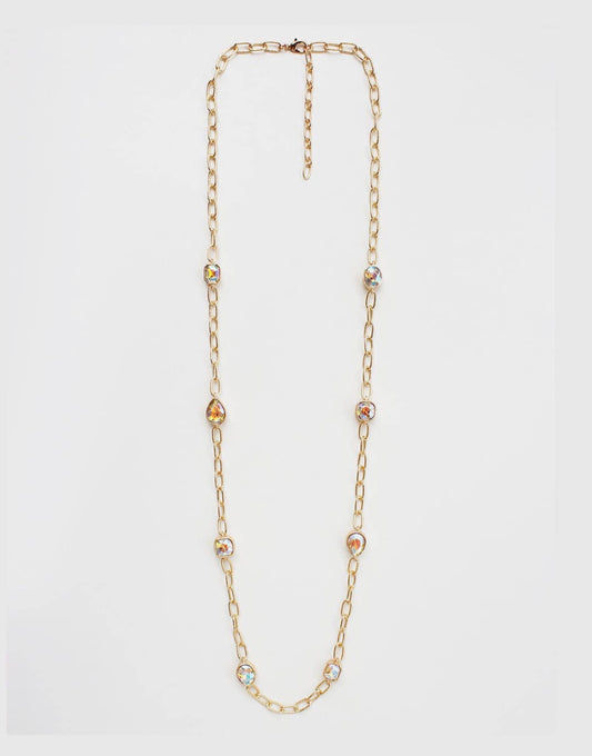Gold Chain Crystal 32” Necklace