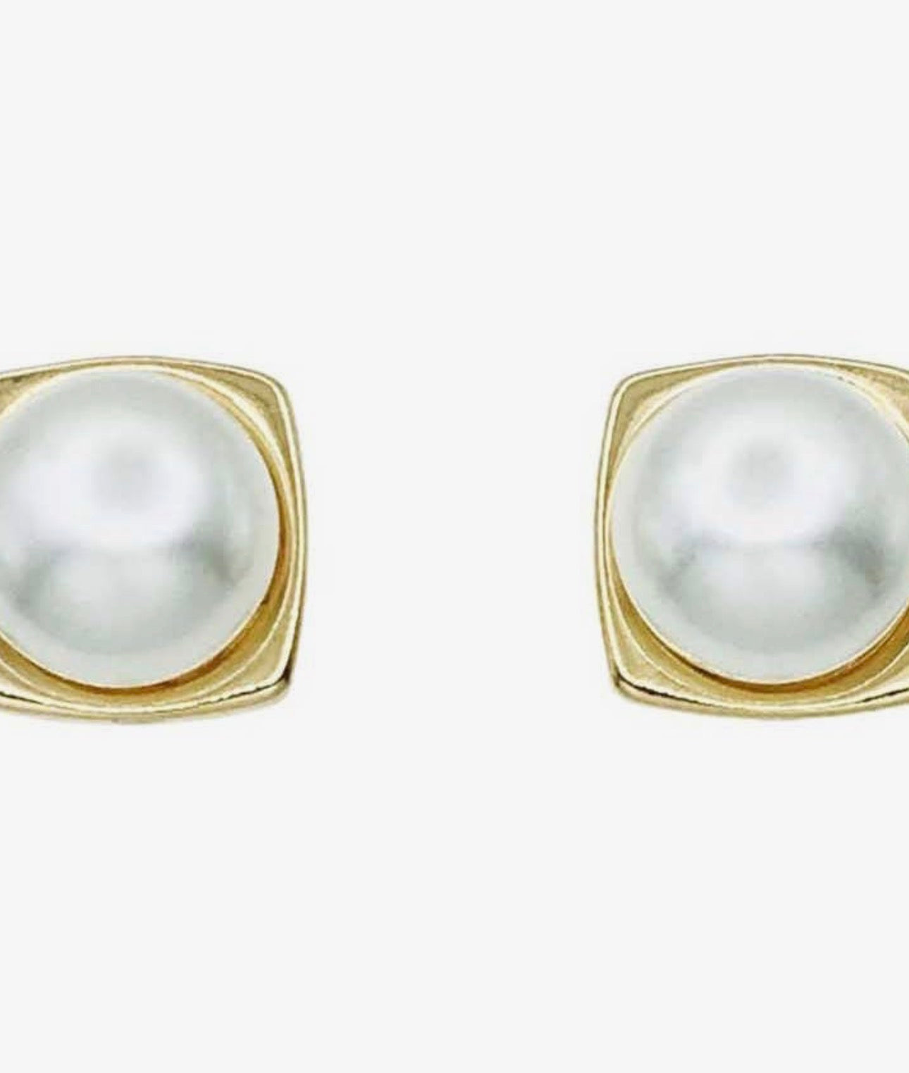 Gold and Pearl Stud Earrings