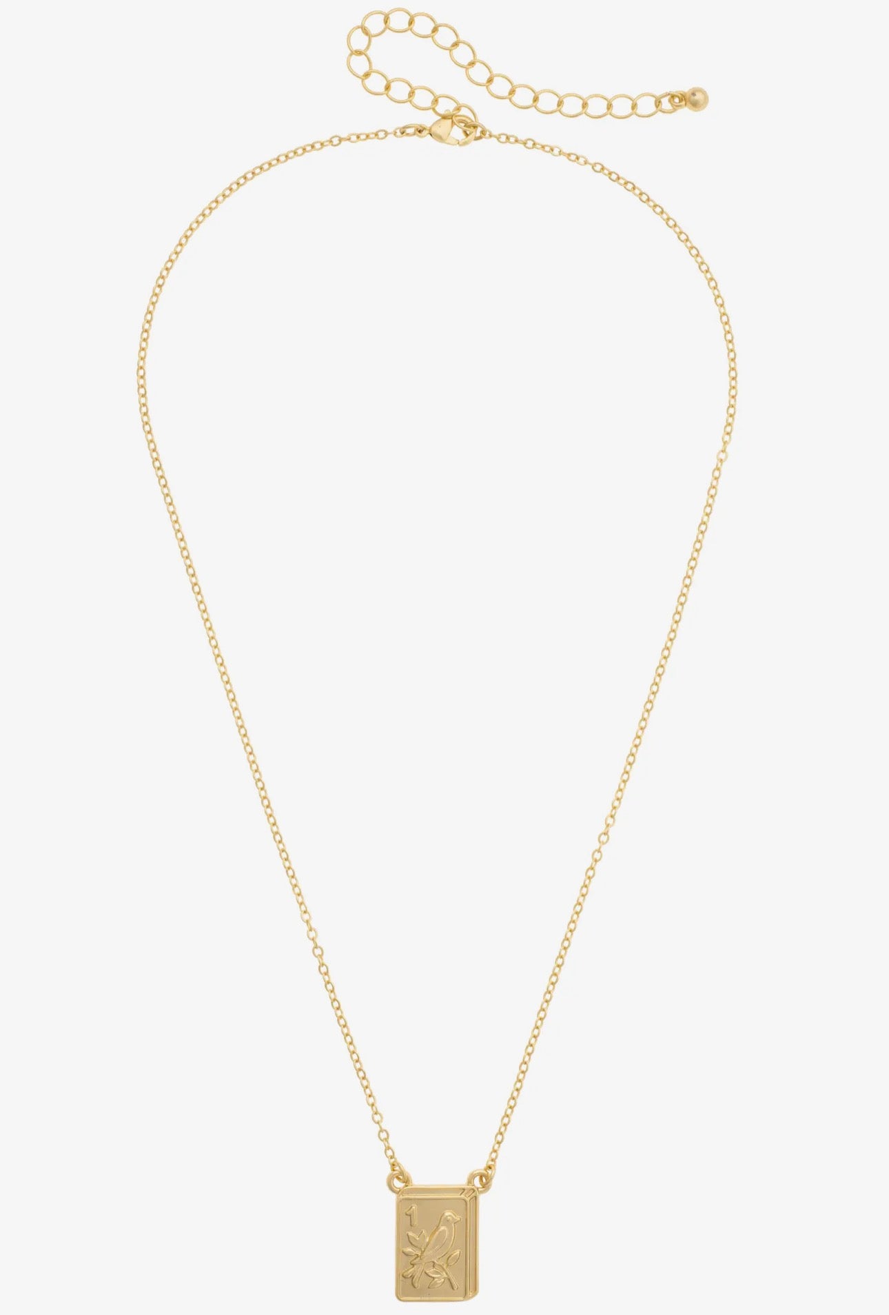 Bird Bam 24K Plated Mahjong Tile Necklace