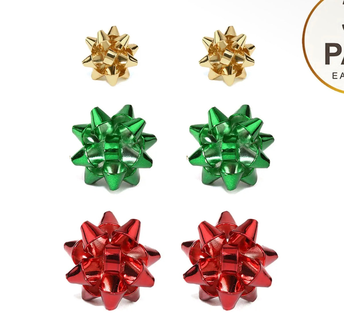 Christmas Bow Earring Set of 3