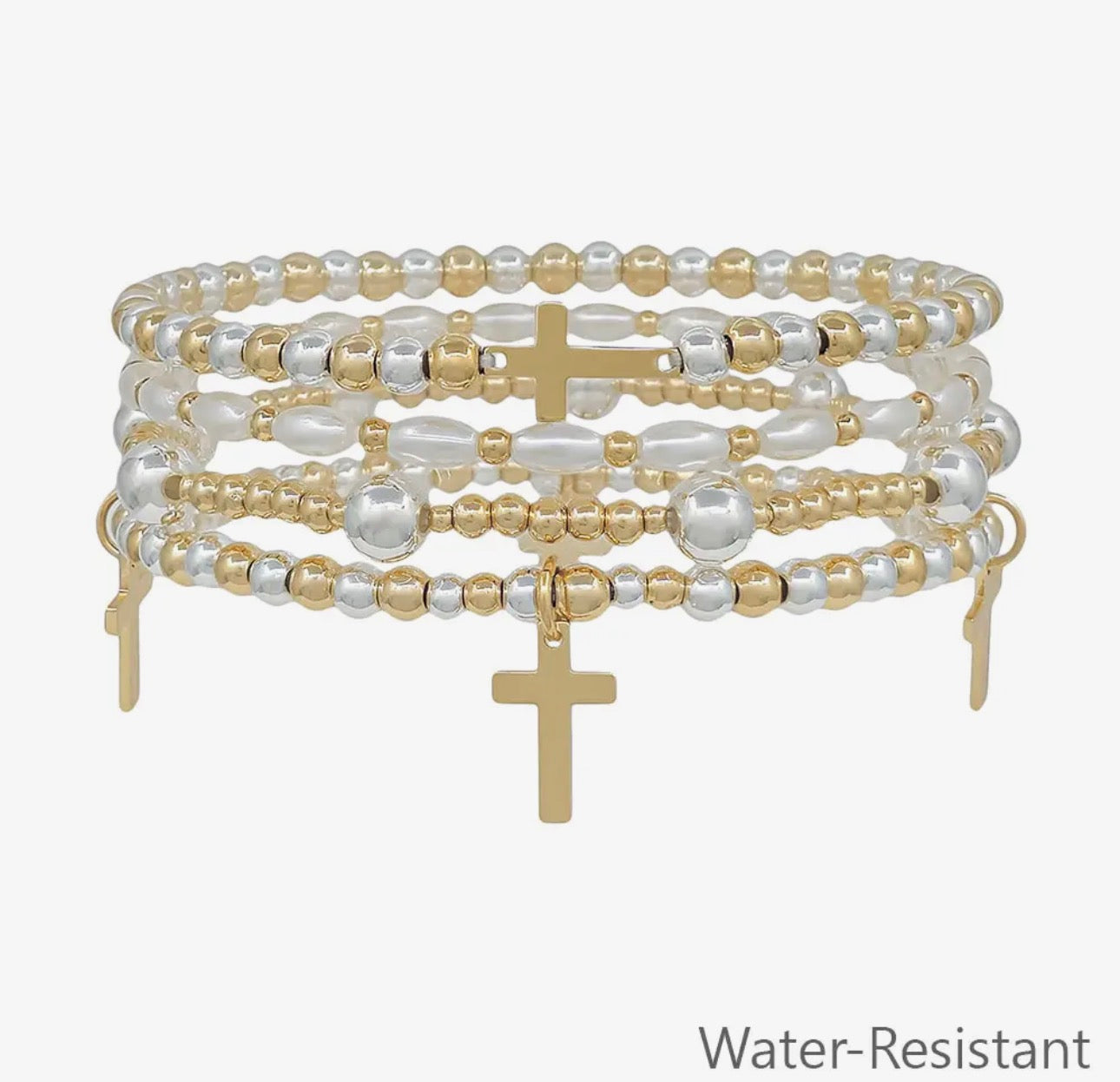 Set of 4 Cross Charm Bracelets