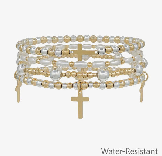 Set of 4 Cross Charm Bracelets
