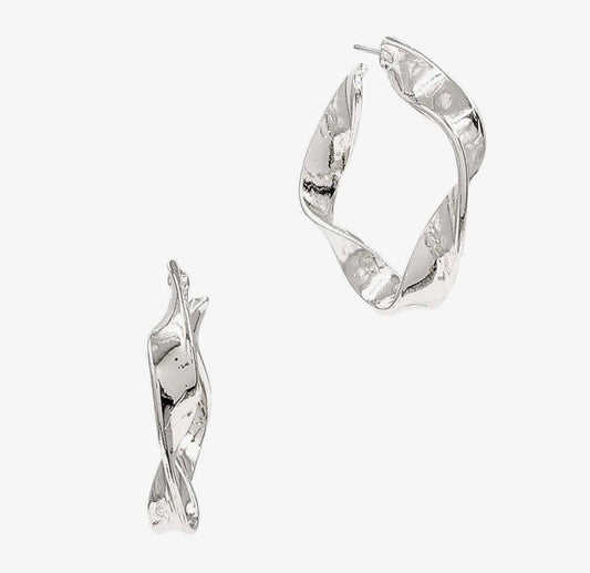 Curves Hoop Silver Earrings