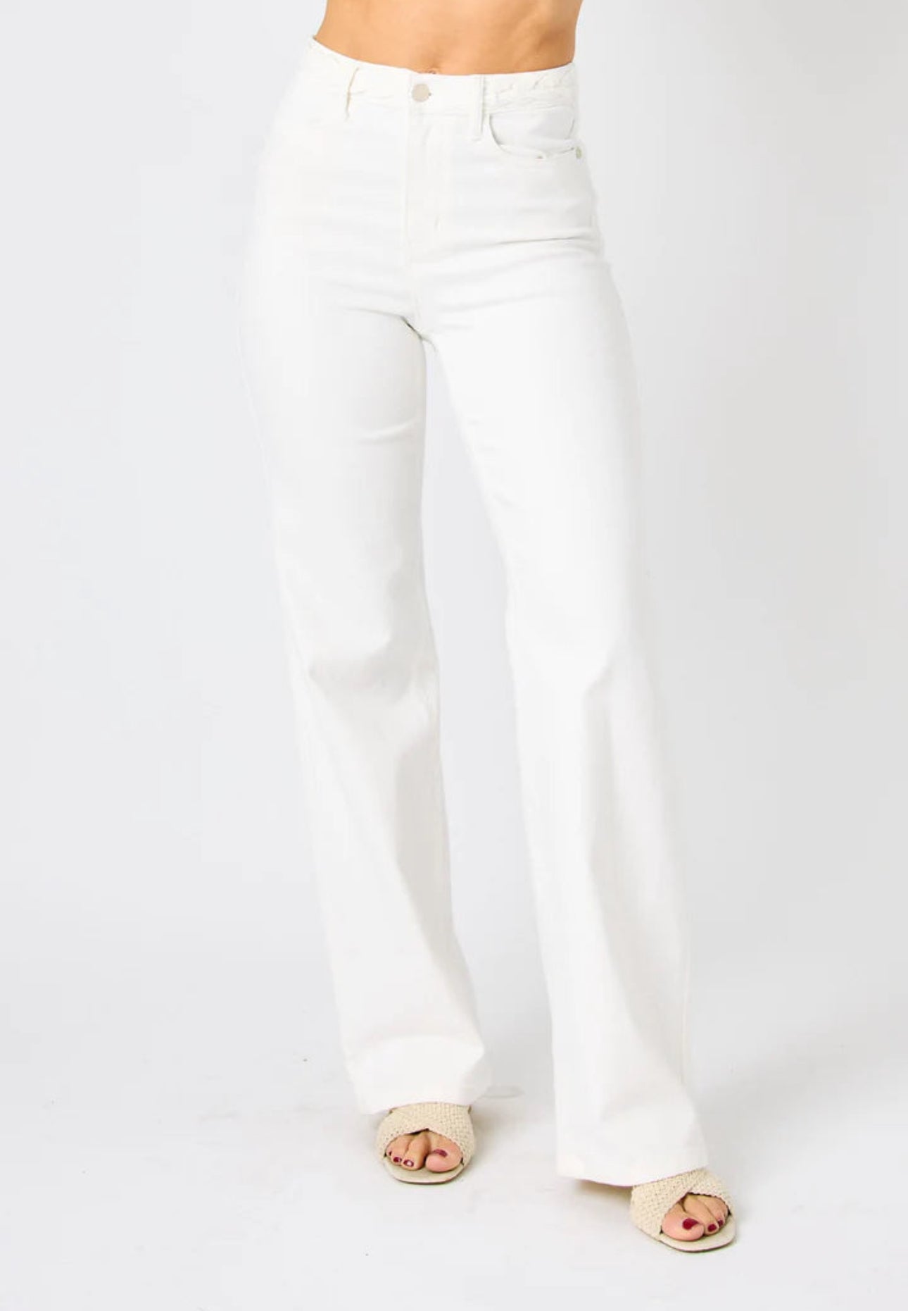 Judy Blue Braided White Jeans