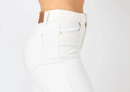 Judy Blue Braided White Jeans