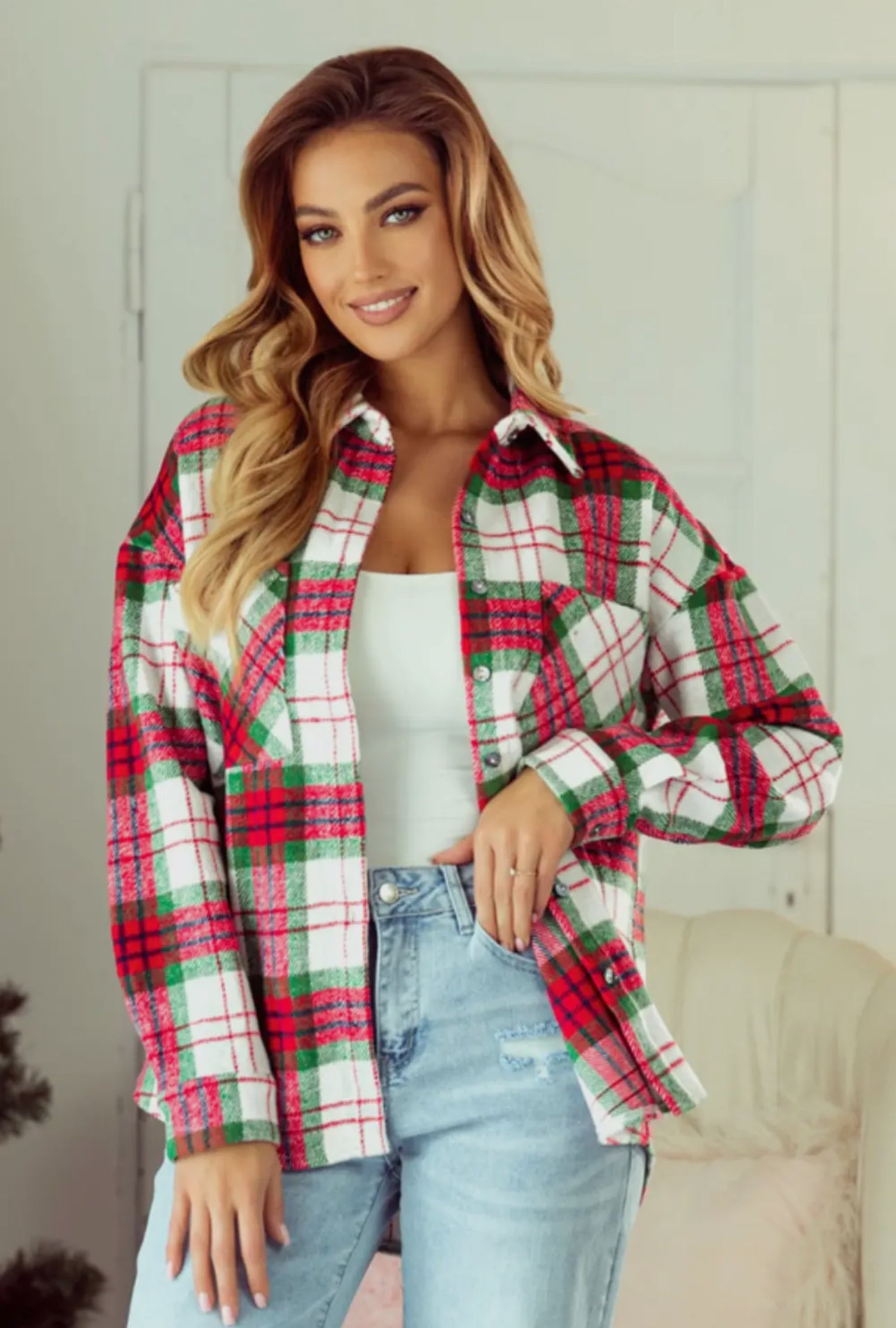 Christmas plaid shacket