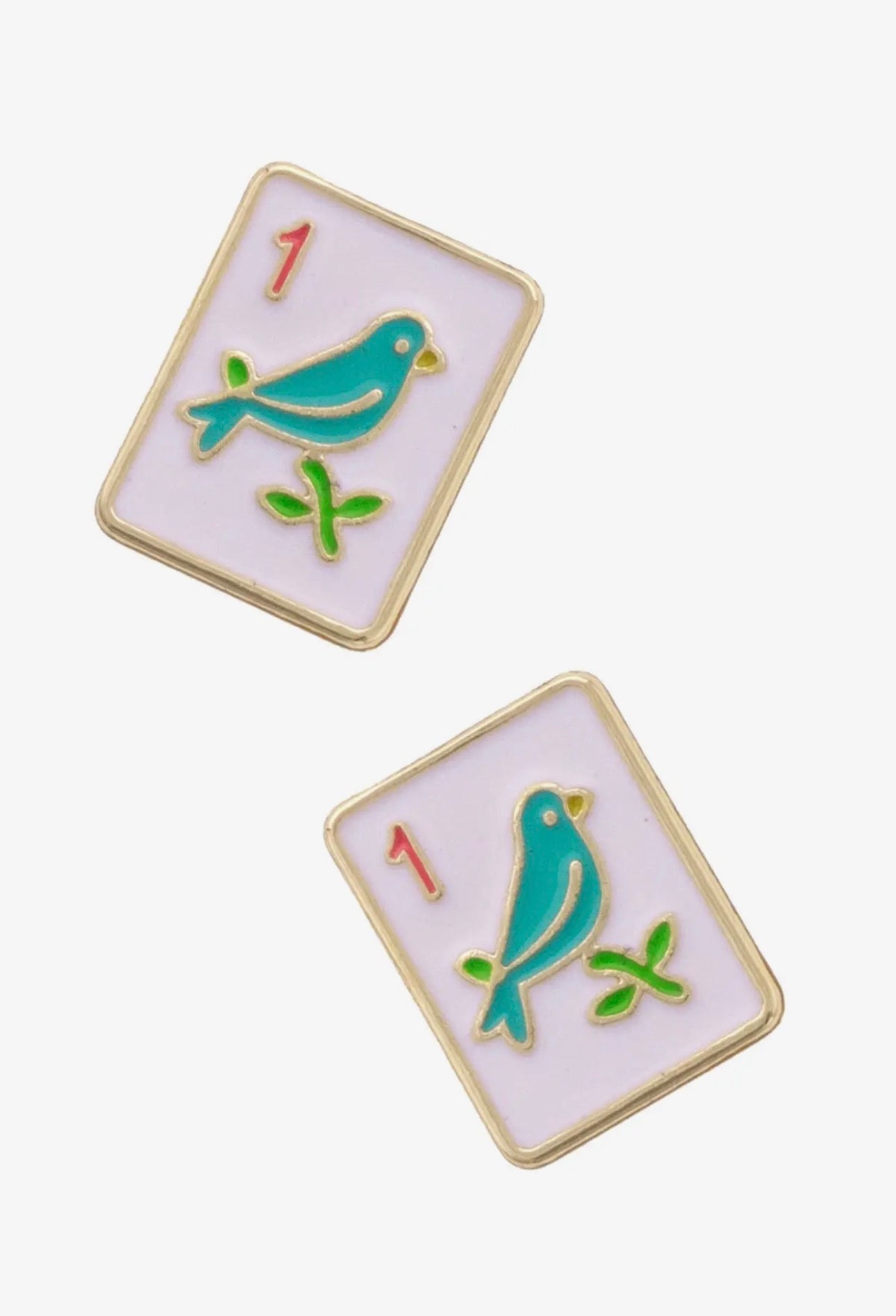 1 Bam Bird Mahjong Earrings